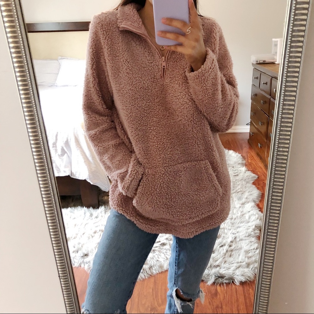 Pink Winter Warm Light Teddy Pullover
